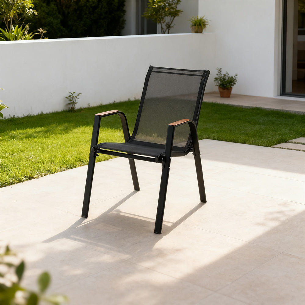 Bequemer Outdoor Gartenstuhl – Robustes Eisen & Textilene – Für Terrasse & Balkon