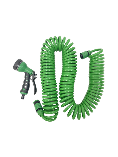 3/8'' EVA Spiralschlauch Set 7,5m – Robuster Gartenschlauch mit 7-Funktions-Brause für flexible Bewässerung
