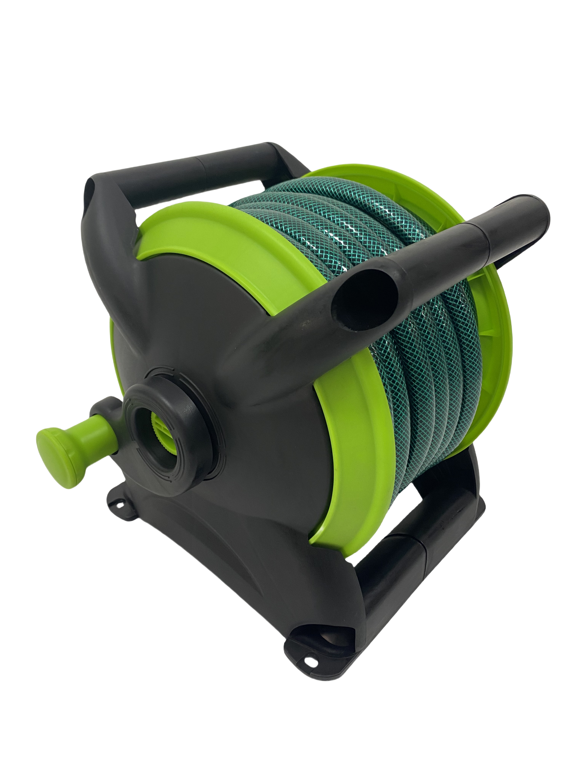 Kompakter 15M Mini-Schlauchwagen Set mit 15m PVC Gartenschlauch & 4 Düsen – Einfache Gartenbewässerung