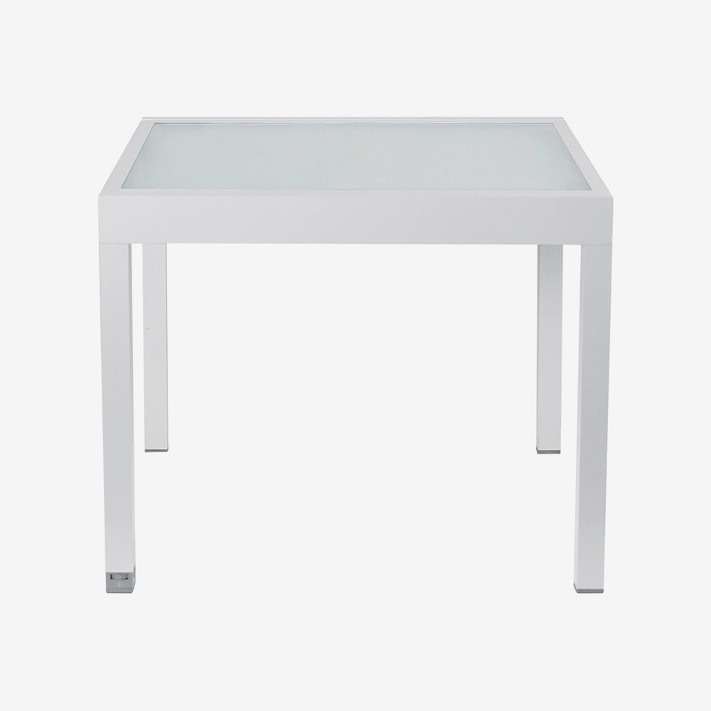 Ausziehbarer Esstisch mit Milchglasplatte & Aluminiumgestell – Flexibler Gartentisch für 4 bis 8 Personen