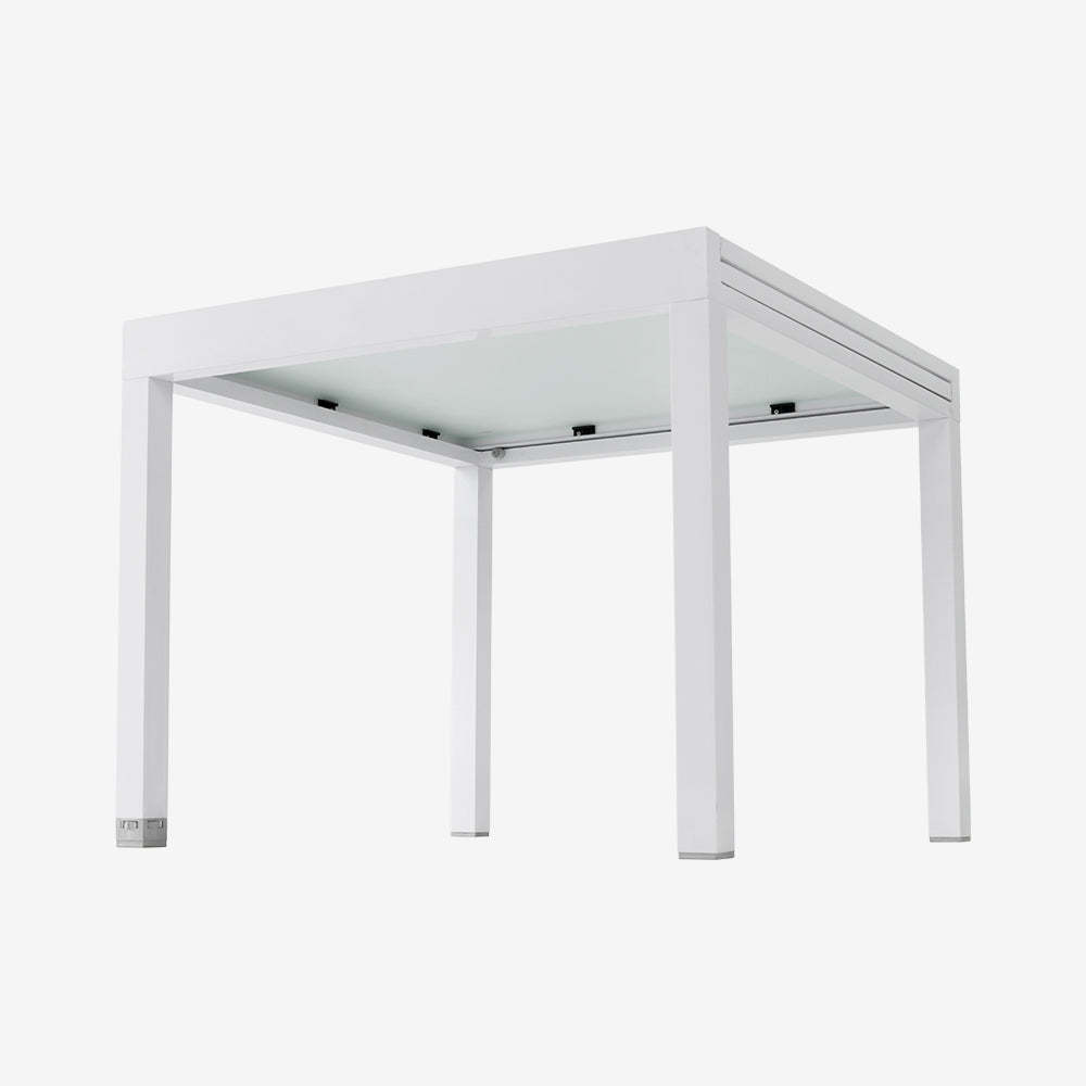 Ausziehbarer Esstisch mit Milchglasplatte & Aluminiumgestell – Flexibler Gartentisch für 4 bis 8 Personen