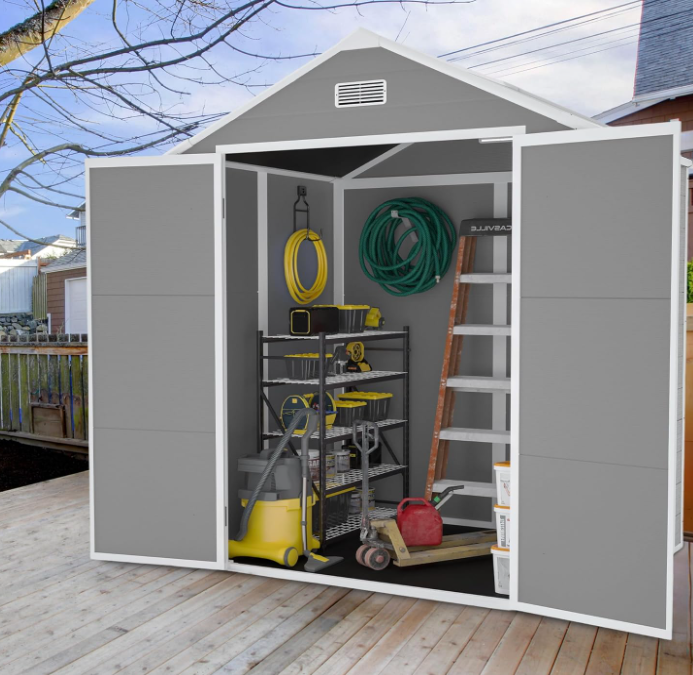 Geräumiges Spitzdach Gerätehaus mit Doppeltür & Fenster – Optimaler Schutz & Stauraum für Gartenwerkzeuge