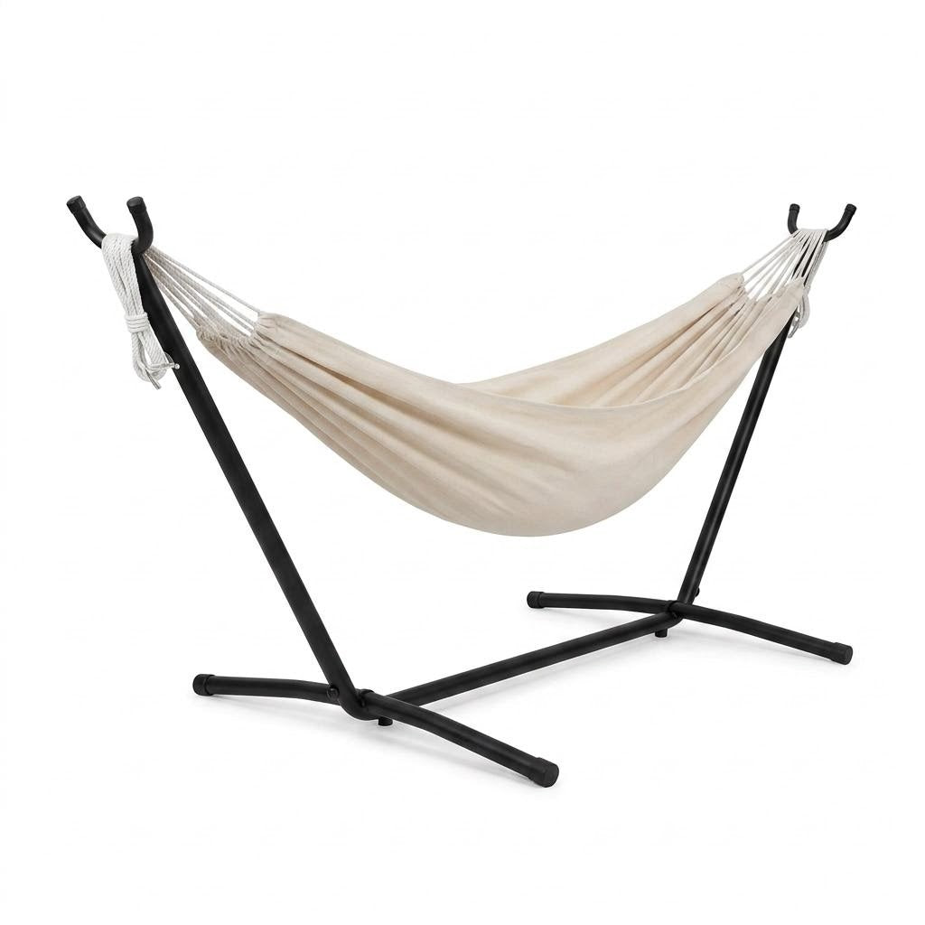 Haengematte mit Stativ - Komfortable Liege fuer Garten, Balkon & Camping, Wetterfest & Tragfaehig
