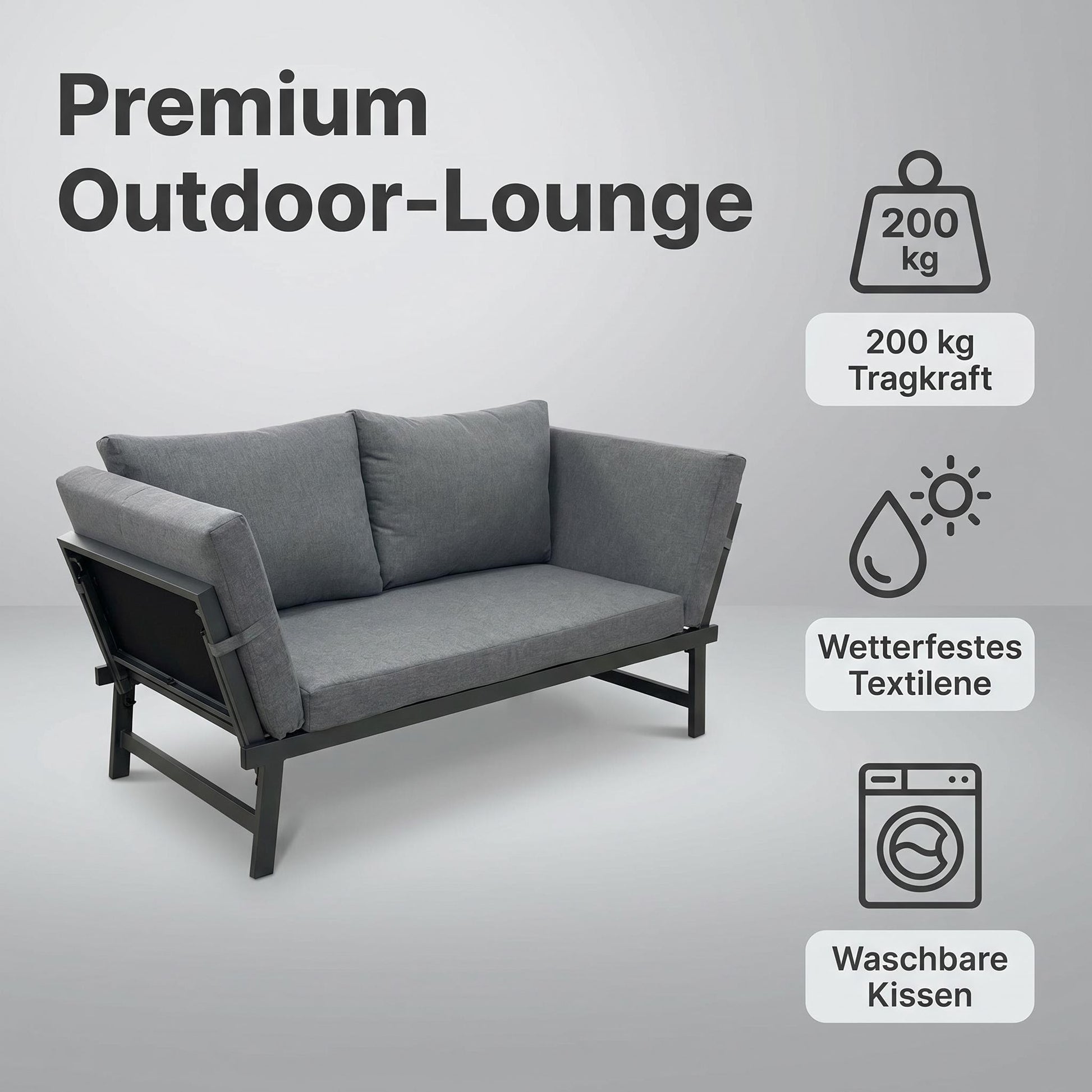 Ausziehbares Schlafsofa mit Liegefunktion - Komfortables Tagesbett fuer Wohnzimmer, Gaestezimmer & Balkon