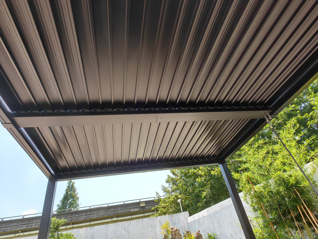 Eleganter Lamellenpavillon 300x300cm aus Aluminium-Eisen mit Verstellbarem Sonnenschutz