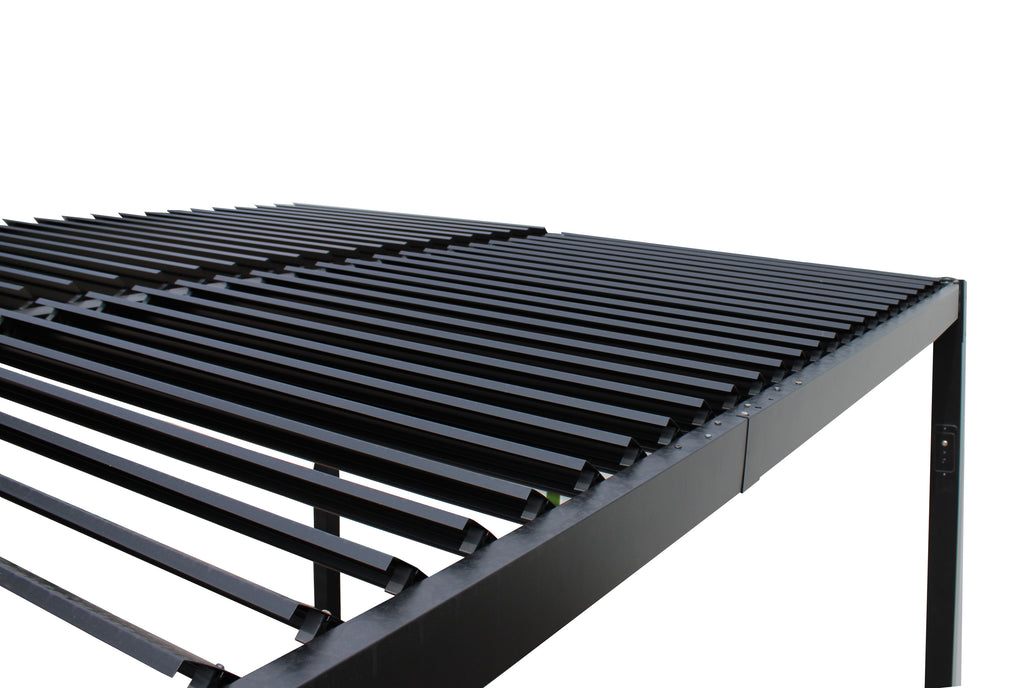 Eleganter Lamellenpavillon 300x300cm aus Aluminium-Eisen mit Verstellbarem Sonnenschutz