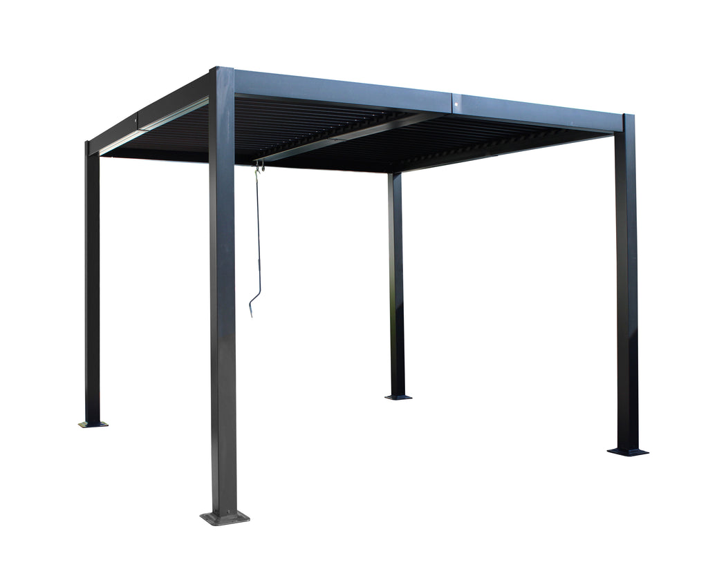 Eleganter Lamellenpavillon 300x300cm aus Aluminium-Eisen mit Verstellbarem Sonnenschutz