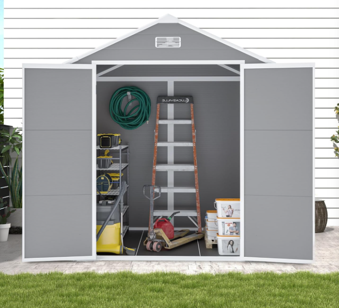 Geräumiges Spitzdach Gerätehaus mit Doppeltür & Fenster – Optimaler Schutz & Stauraum für Gartenwerkzeuge