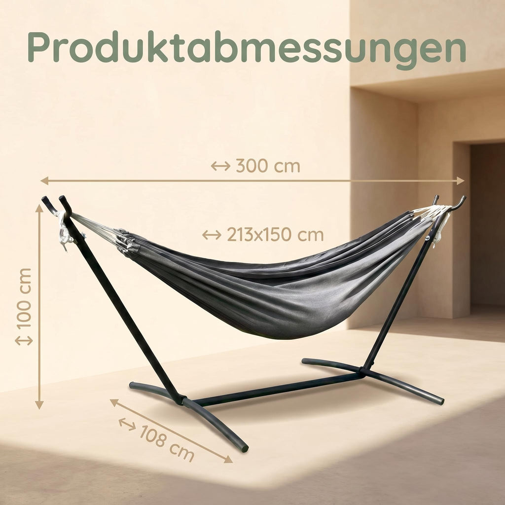 Haengematte mit Stativ - Komfortable Liege fuer Garten, Balkon & Camping, Wetterfest & Tragfaehig