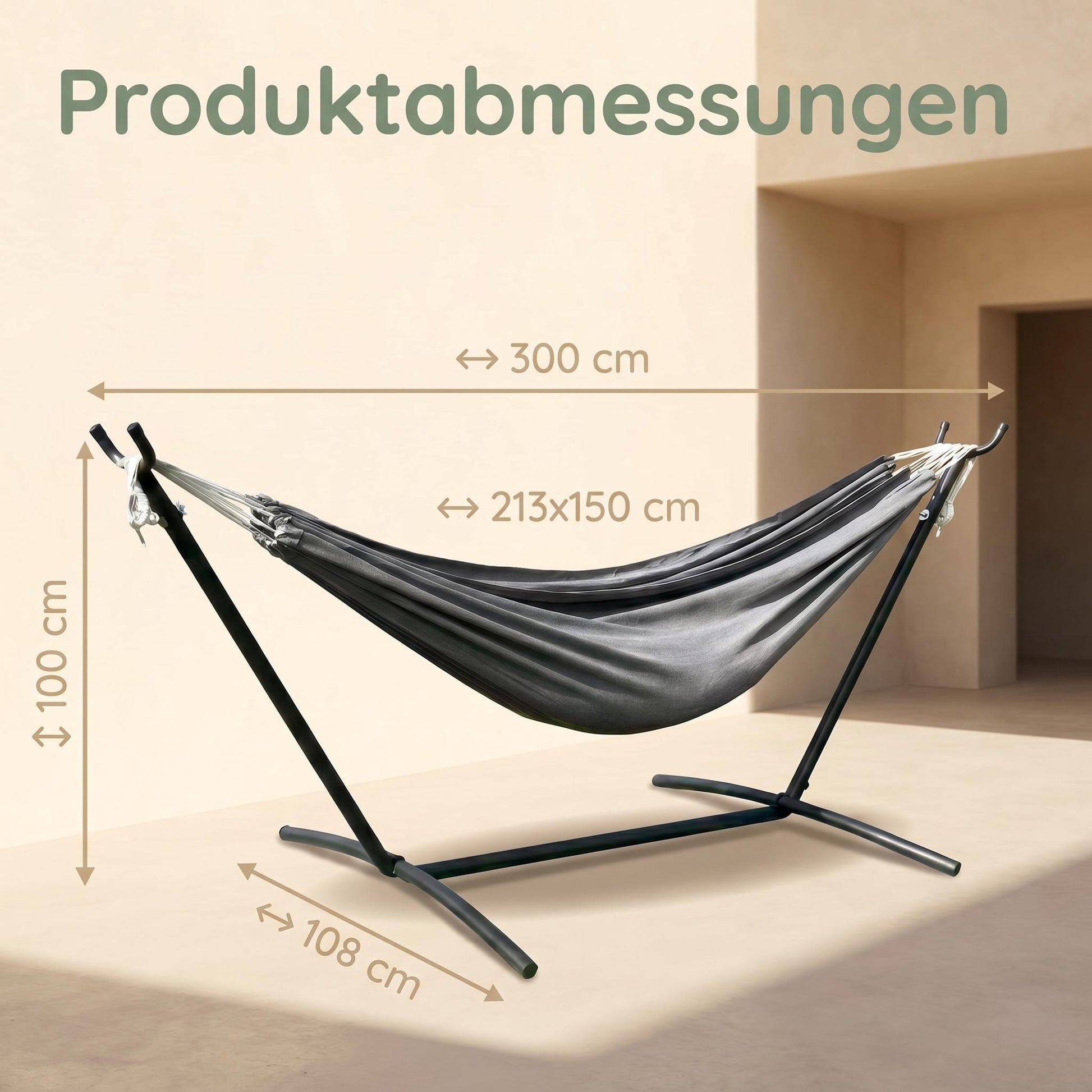 Haengematte mit Stativ - Komfortable Liege fuer Garten, Balkon & Camping, Wetterfest & Tragfaehig