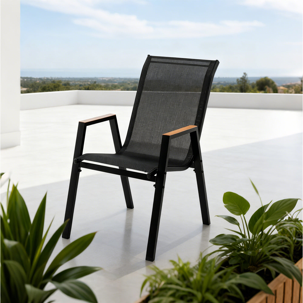 Gartenstuhl mit Textilene Bezug – Robuster Outdoor Stuhl für Terrasse & Balkon