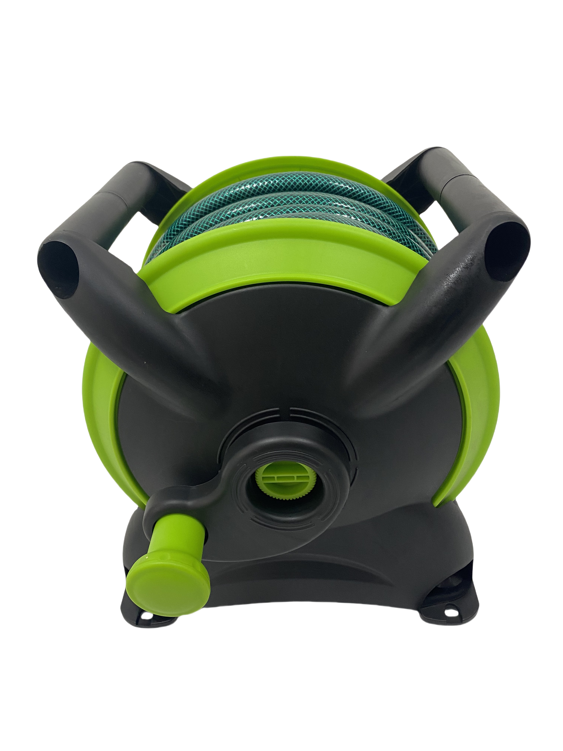 Kompakter 15M Mini-Schlauchwagen Set mit 15m PVC Gartenschlauch & 4 Düsen – Einfache Gartenbewässerung