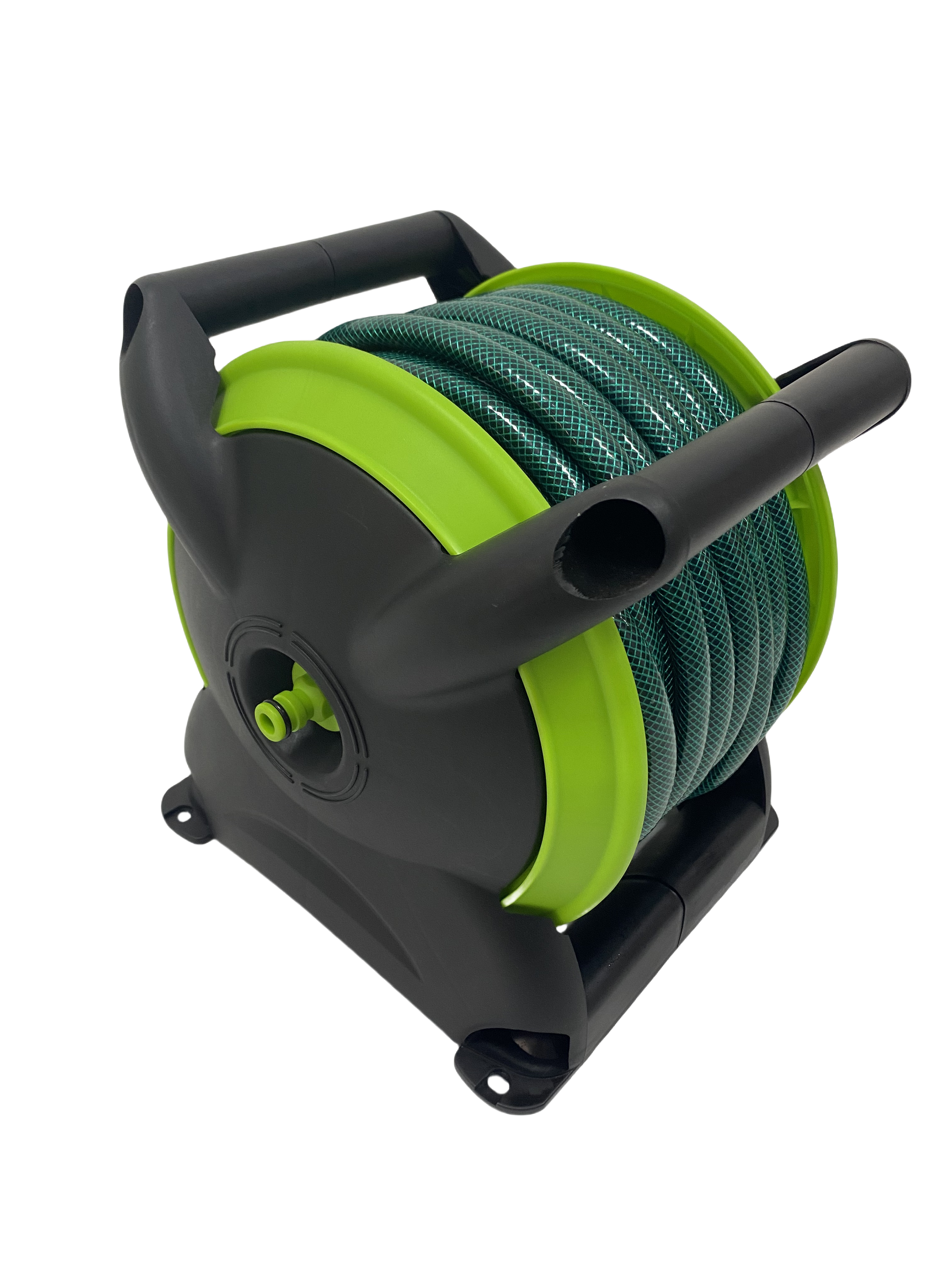 Kompakter 15M Mini-Schlauchwagen Set mit 15m PVC Gartenschlauch & 4 Düsen – Einfache Gartenbewässerung