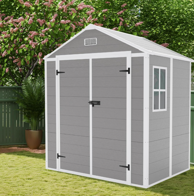 Geräumiges Spitzdach Gerätehaus mit Doppeltür & Fenster – Optimaler Schutz & Stauraum für Gartenwerkzeuge