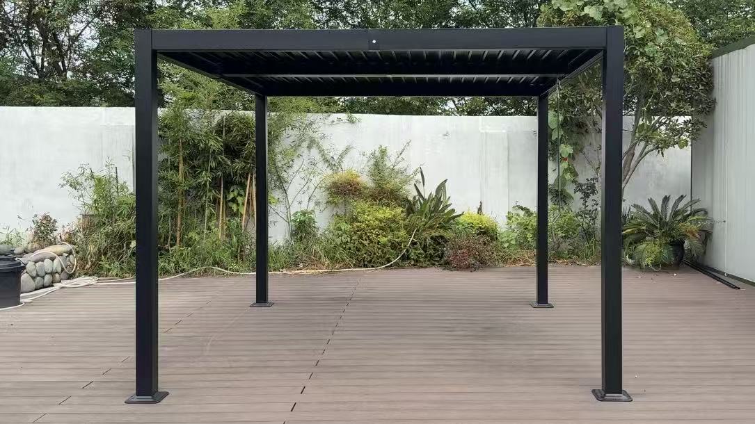 Eleganter Lamellenpavillon 300x300cm aus Aluminium-Eisen mit Verstellbarem Sonnenschutz