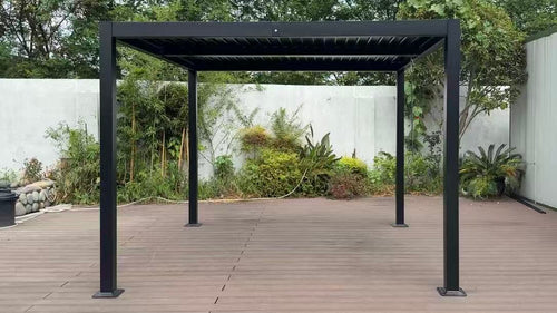 Eleganter Lamellenpavillon 300x300cm aus Aluminium-Eisen mit Verstellbarem Sonnenschutz