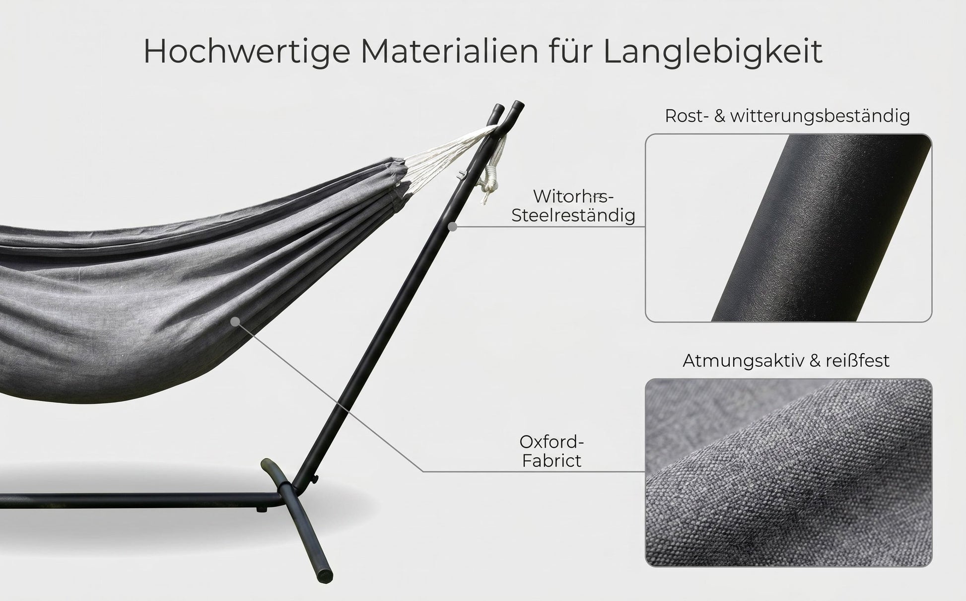 Haengematte mit Stativ - Komfortable Liege fuer Garten, Balkon & Camping, Wetterfest & Tragfaehig