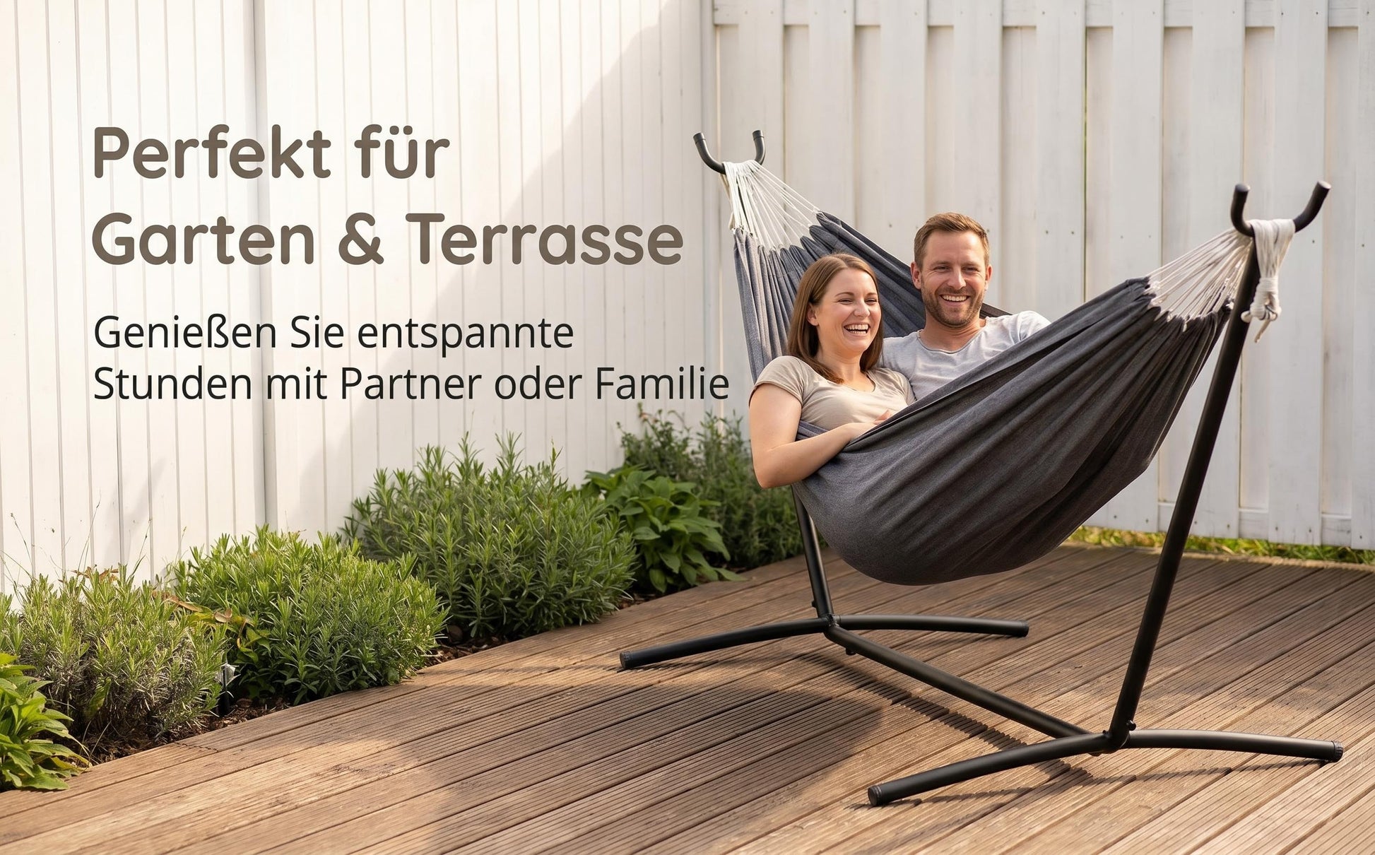 Haengematte mit Stativ - Komfortable Liege fuer Garten, Balkon & Camping, Wetterfest & Tragfaehig