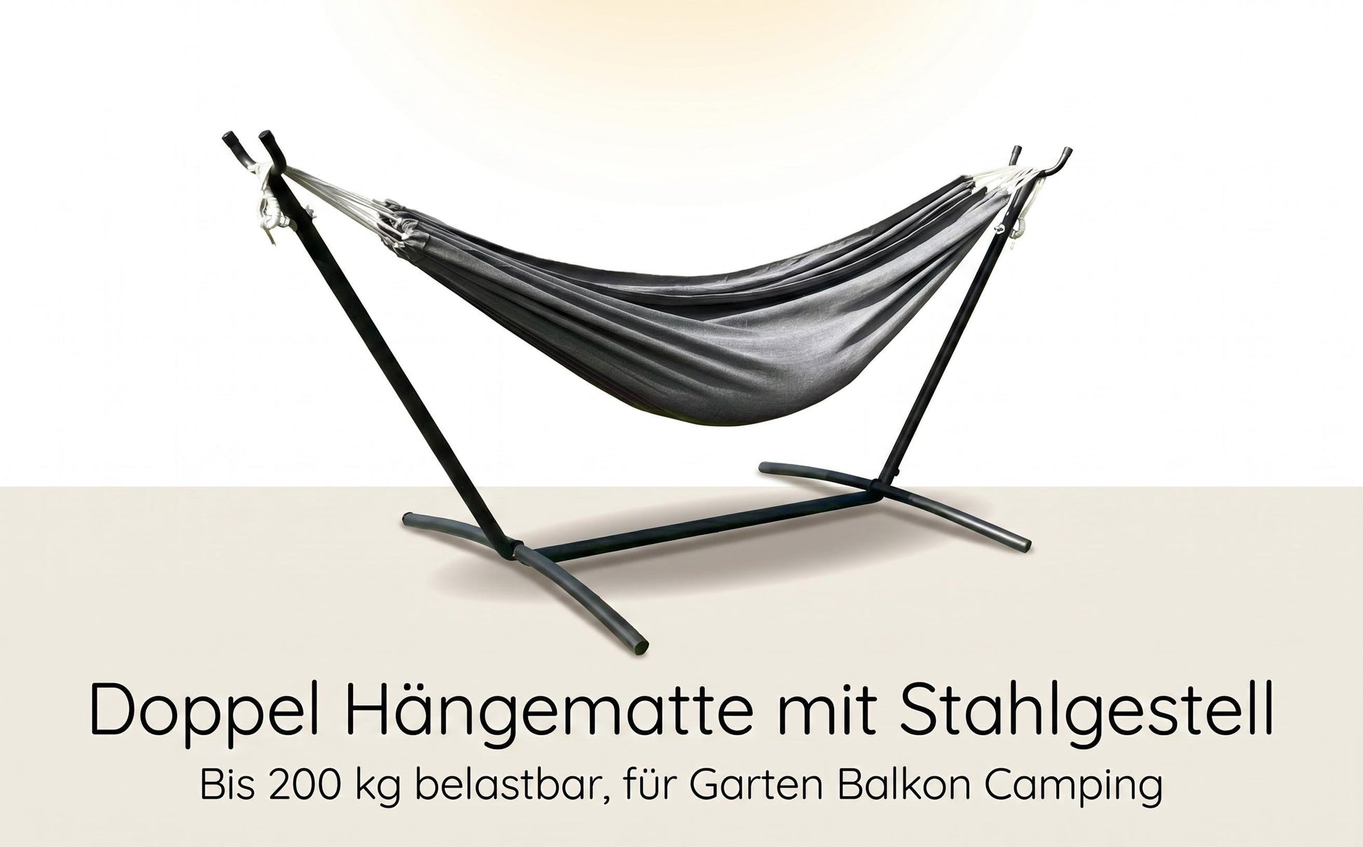 Haengematte mit Stativ - Komfortable Liege fuer Garten, Balkon & Camping, Wetterfest & Tragfaehig