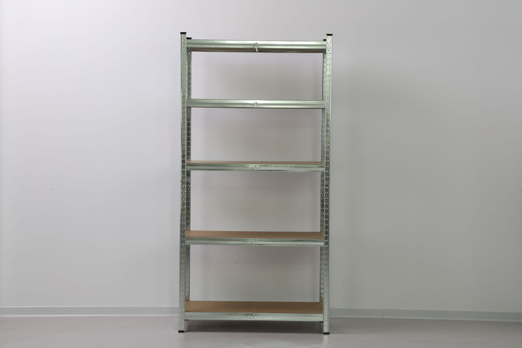 Stabiles Steckregal aus verzinktem Stahl mit 5 flexiblen MDF-Böden – Einfache Montage & Hohe Belastbarkeit