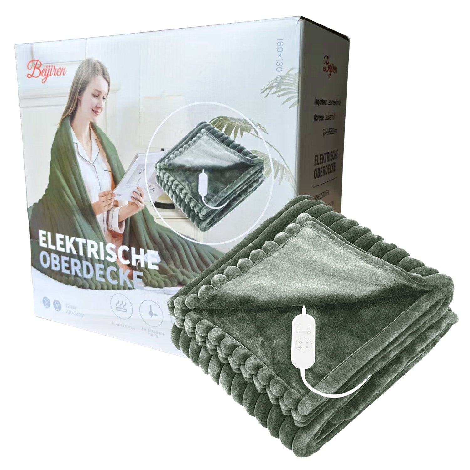 Elektrische Heizdecke mit 9 Temperaturstufen & Timer – Waschbar für höchsten Komfort