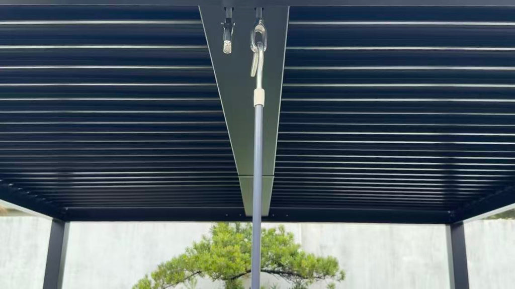 Eleganter Lamellenpavillon 300x300cm aus Aluminium-Eisen mit Verstellbarem Sonnenschutz