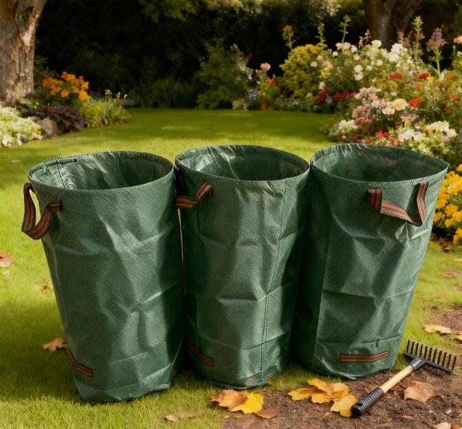 Robuster Gartensack mit Verstärkungsring – Ideal zum Sammeln & Transportieren von Laub & Gartenabfällen, Reißfest & Faltbar