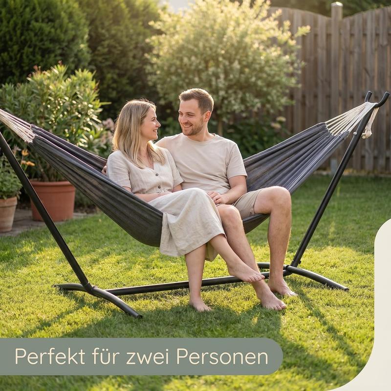 Hängematte mit Stahlstativ | 2 Personen Garten Hängematte | Verstellbar & Wetterfest | Artillen
