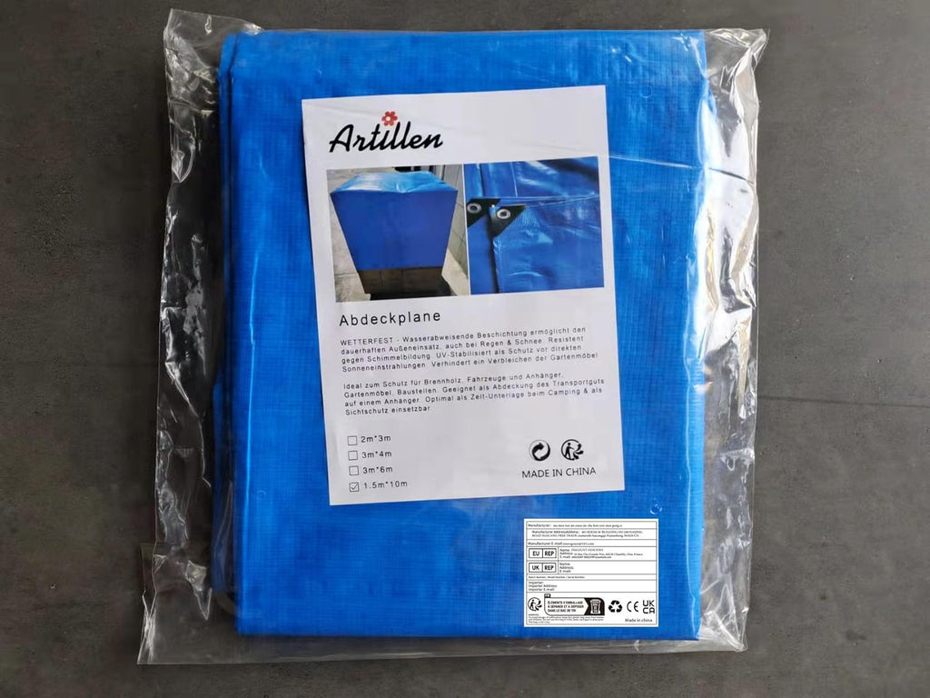 Gewebeplane 140g/m² Blau 1,5m×10m – Schutzplane mit Ösen, Wasserdicht & Reißfest für Gartenmöbel & Trampolin