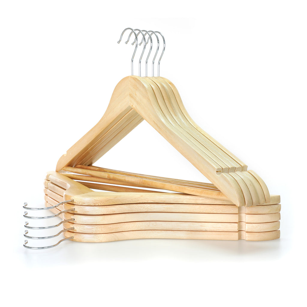 Kleiderbügel aus Holz 10er/20er Set – 360° drehbar mit Rockkerben & Hosensteg